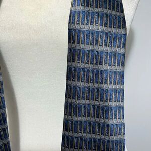 Barrington 100% silk blue and gold geometric design tie